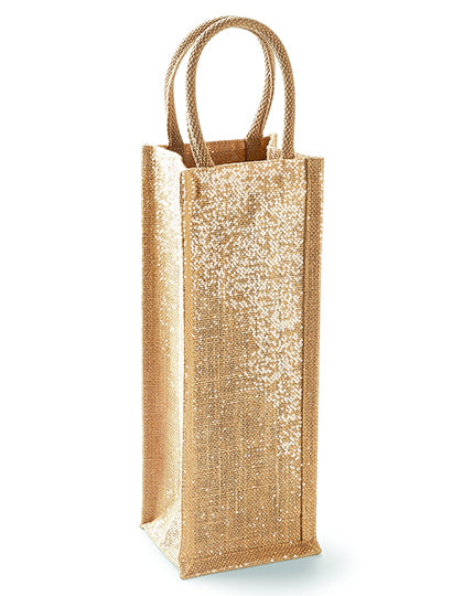 Shimmer Jute Bottle Bag – Natural Gold