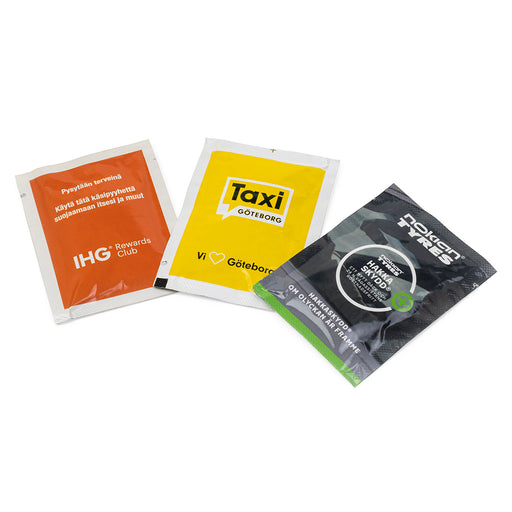 Våtservetter single pack 6x8 cm - Flexotryck – Profileproduction