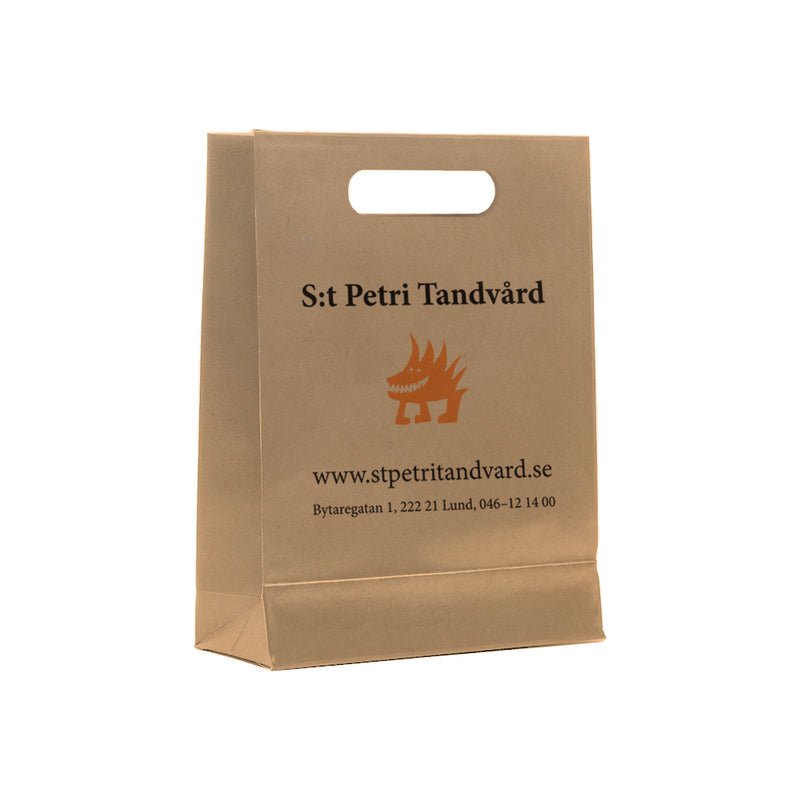 Papperspåsar DELUXE stansade handtag 24+09x32cm Brun – Profileproduction