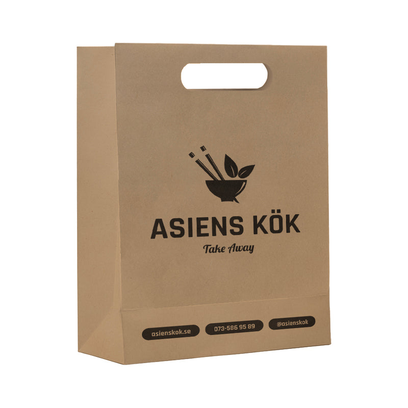 Papperspåsar DELUXE stansade handtag 31+12x41cm Brun – Profileproduction
