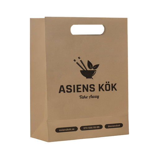 Papperspåsar DELUXE stansade handtag 31+12x41cm Brun – Profileproduction
