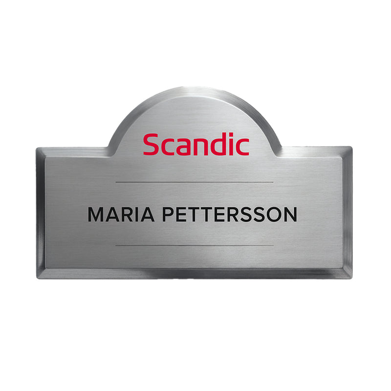 Namnbricka i silverfärgat aluminium 70x40mm – Profileproduction