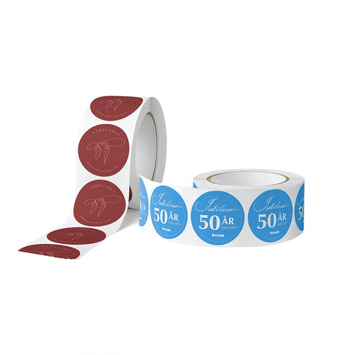 Etiketter på rulle - Rund 7cm i diameter  – Profileproduction