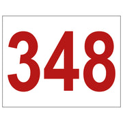 Nummerlapp 2065 – röda siffror, exempelnummer 348