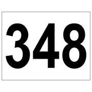 Nummerlapp 2065 – svarta siffror, exempelnummer 348