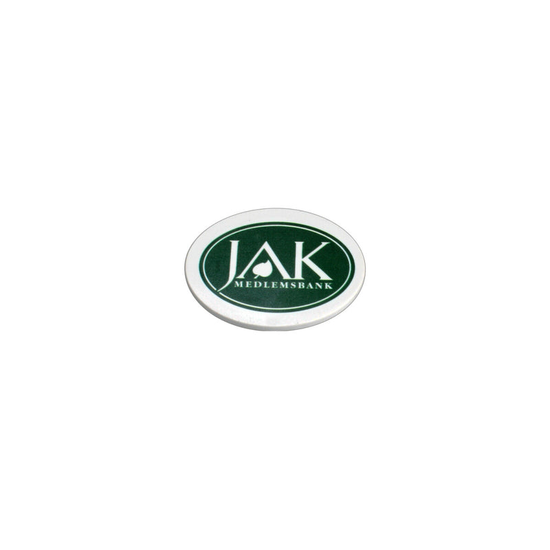 Kylskåpsmagnet hård oval 46x37 mm – vit