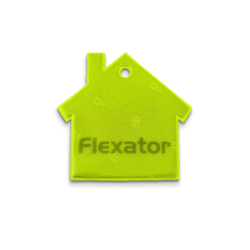 Reflexhanger – figurer – Hanger Hus 51x50 mm | flourgul