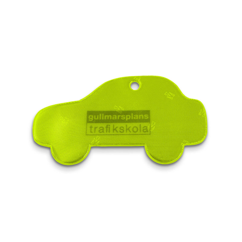 Reflexhanger – figurer – Hanger Bil 71x39 mm | flourgul