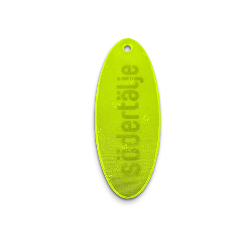 Reflexhanger – figurer – Hanger Oval 31x80 mm | flourgul