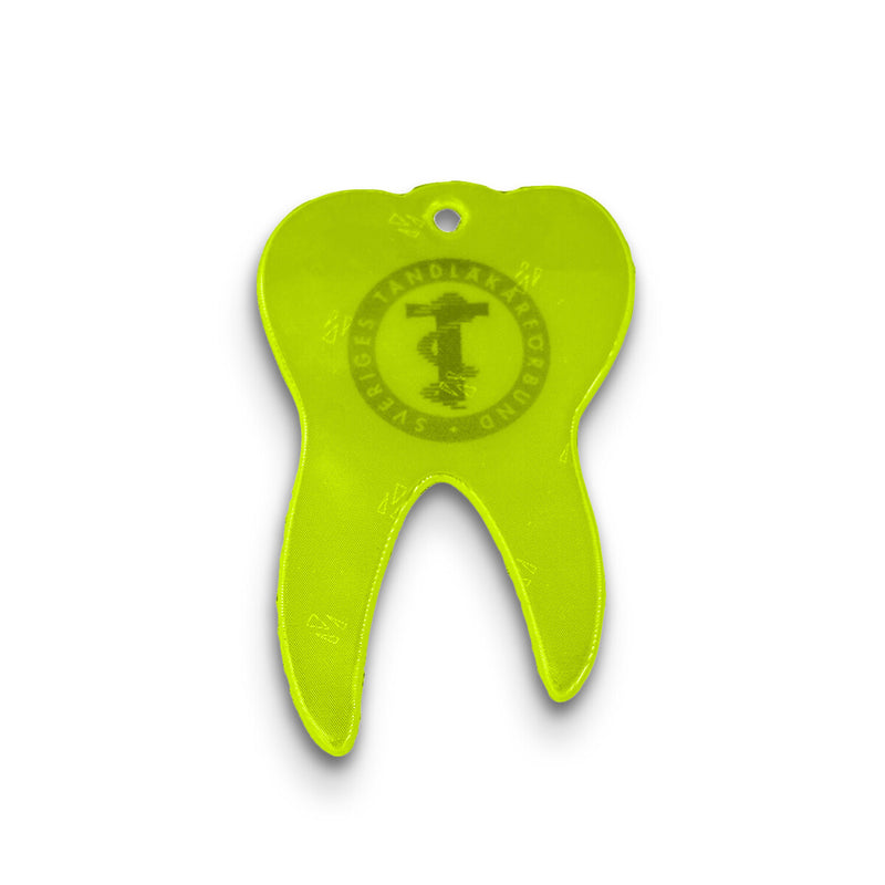 Reflexhanger – figurer – Hanger Tand 45x69 mm | flourgul